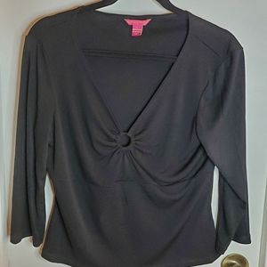 Sunny Leigh Black 3/4 Sleeve Top V-neck